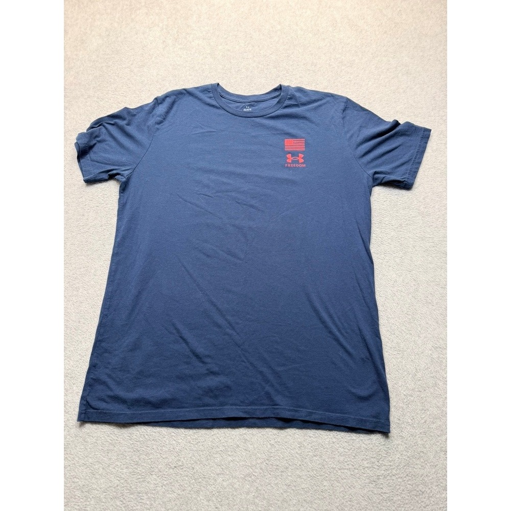 Under Armour Freedom Flag T-Shirt Mens L Navy Blue Short Sleeve Graphic Tee
